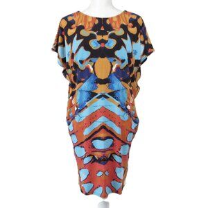 Eva Varro Wedge Dress Women's Size S Vella Multi-Colored Cap Sleeve